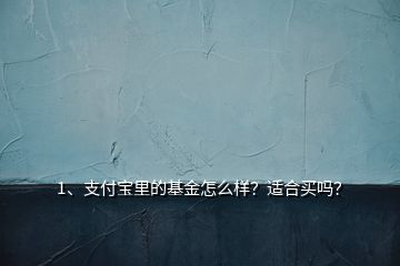 1、支付寶里的基金怎么樣？適合買嗎？