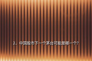 2、中國股市下一個茅臺可能是哪一個？