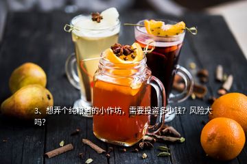 3、想弄個純糧酒的小作坊，需要投資多少錢？風險大嗎？
