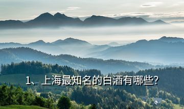 1、上海最知名的白酒有哪些？