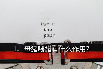 1、母豬喂醋有什么作用？