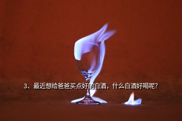 3、最近想給爸爸買點(diǎn)好的白酒，什么白酒好喝呢？