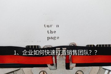 1、企業(yè)如何快速打造銷售團(tuán)隊(duì)？？