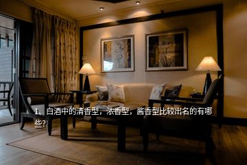 1、白酒中的清香型，濃香型，醬香型比較出名的有哪些？