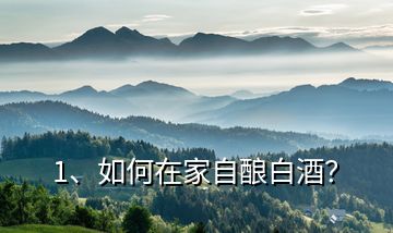 1、如何在家自釀白酒？
