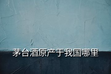 茅臺(tái)酒原產(chǎn)于我國(guó)哪里