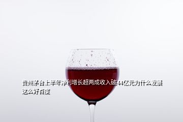 貴州茅臺(tái)上半年凈利增長(zhǎng)超兩成收入破44億元為什么發(fā)展這么好百度
