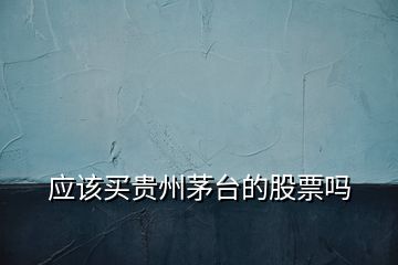 應該買貴州茅臺的股票嗎