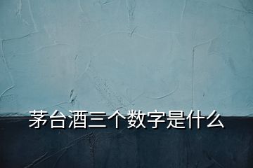 茅臺酒三個數(shù)字是什么
