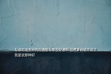 有誰(shuí)知道貴州的白酒都有哪些好酒啊 當(dāng)然茅臺(tái)就不說(shuō)了 我是說(shuō)那種好