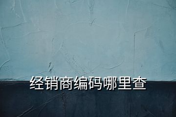 經(jīng)銷商編碼哪里查
