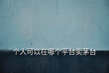 個(gè)人可以在哪個(gè)平臺(tái)賣茅臺(tái)