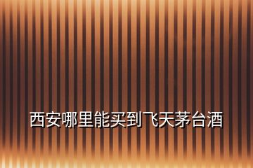 西安哪里能買到飛天茅臺(tái)酒