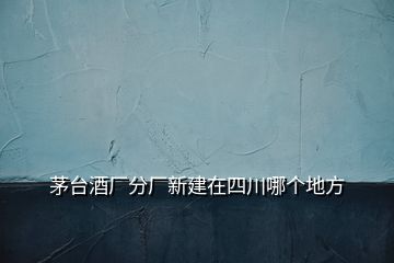 茅臺酒廠分廠新建在四川哪個地方