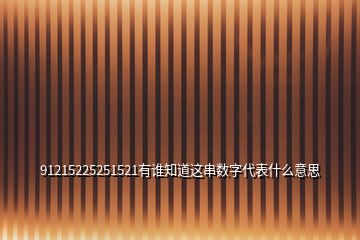 91215225251521有誰知道這串?dāng)?shù)字代表什么意思