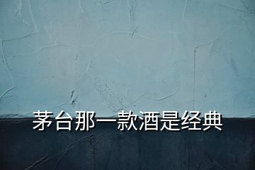 茅臺那一款酒是經(jīng)典