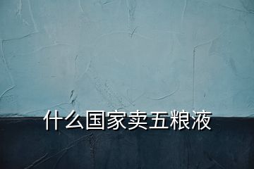 什么國(guó)家賣(mài)五糧液