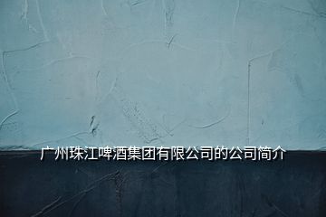 廣州珠江啤酒集團(tuán)有限公司的公司簡介