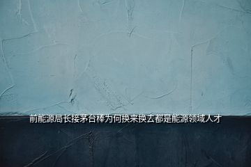 前能源局長(zhǎng)接茅臺(tái)棒為何換來(lái)?yè)Q去都是能源領(lǐng)域人才