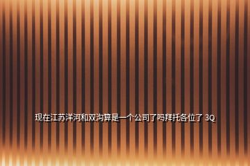 現在江蘇洋河和雙溝算是一個公司了嗎拜托各位了 3Q