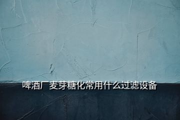 啤酒廠麥芽糖化常用什么過濾設(shè)備