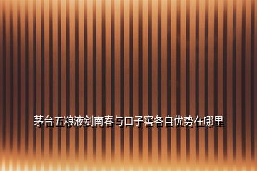 茅臺(tái)五糧液劍南春與口子窖各自優(yōu)勢(shì)在哪里