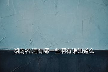 湖南名i酒有哪一些啊有誰(shuí)知道么