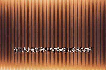 在古典小說水滸傳中雷橫是如何殺死高廉的