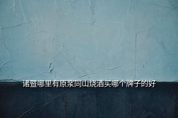 諸暨哪里有原漿同山燒酒買哪個牌子的好