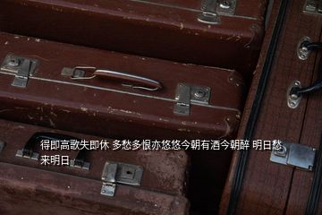 得即高歌失即休 多愁多恨亦悠悠今朝有酒今朝醉 明日愁來明日