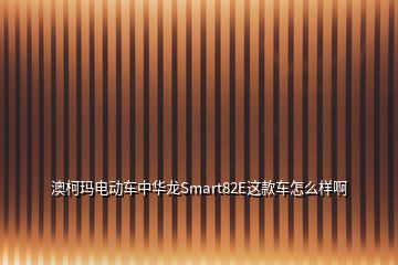 澳柯瑪電動車中華龍Smart82E這款車怎么樣啊