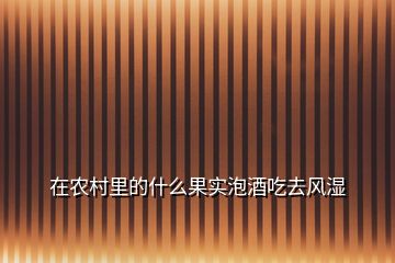 在農(nóng)村里的什么果實(shí)泡酒吃去風(fēng)濕