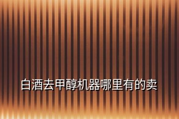 白酒去甲醇機器哪里有的賣