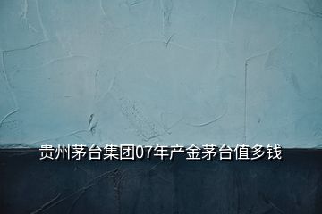 貴州茅臺集團07年產(chǎn)金茅臺值多錢