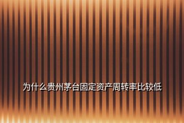 為什么貴州茅臺(tái)固定資產(chǎn)周轉(zhuǎn)率比較低