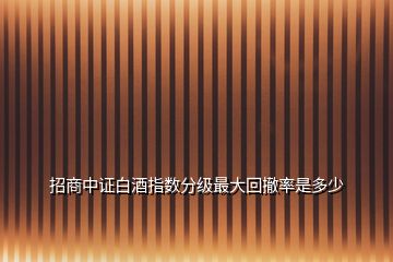 招商中證白酒指數(shù)分級最大回撤率是多少