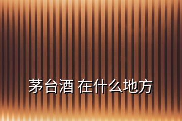 茅臺(tái)酒 在什么地方
