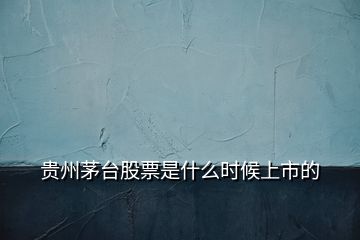 貴州茅臺(tái)股票是什么時(shí)候上市的