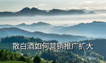 散白酒如何營(yíng)銷(xiāo)推廣擴(kuò)大