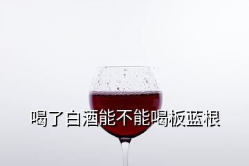喝了白酒能不能喝板藍根