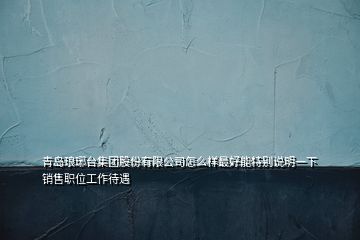 青島瑯琊臺(tái)集團(tuán)股份有限公司怎么樣最好能特別說(shuō)明一下銷(xiāo)售職位工作待遇