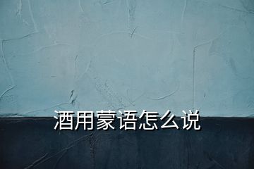 酒用蒙語(yǔ)怎么說