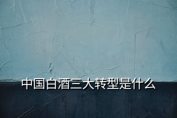 中國白酒三大轉(zhuǎn)型是什么