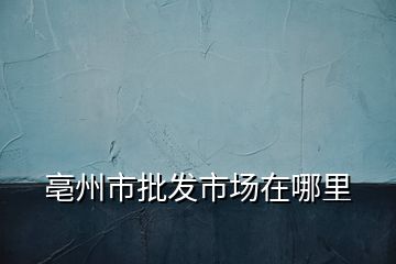 亳州市批發(fā)市場(chǎng)在哪里