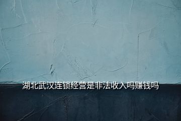 湖北武漢連鎖經(jīng)營是非法收入嗎賺錢嗎