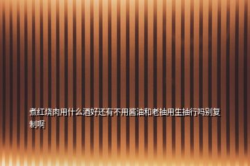 煮紅燒肉用什么酒好還有不用醬油和老抽用生抽行嗎別復制啊