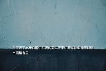 頭天喝了半斤白酒中午喝的第二天下午開車抽血能不能測出酒精含量