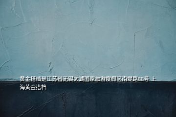 黃金搭檔是江蘇省無錫太湖國家旅游度假區(qū)南堤路88號(hào) 上海黃金搭檔