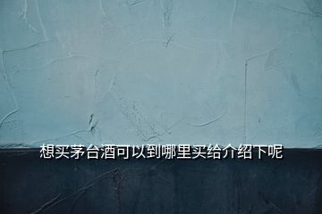想買茅臺(tái)酒可以到哪里買給介紹下呢