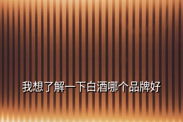 我想了解一下白酒哪個品牌好